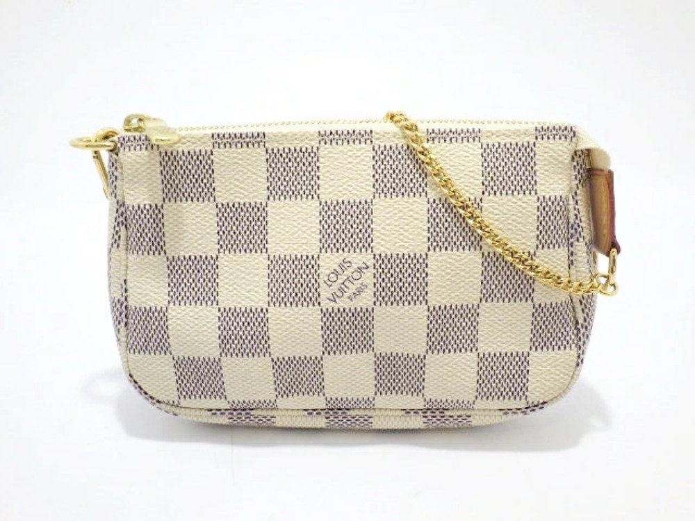LOUIS VUITTON Bag Pochette Accessoires Pouch Clutch handle Damier Azur White